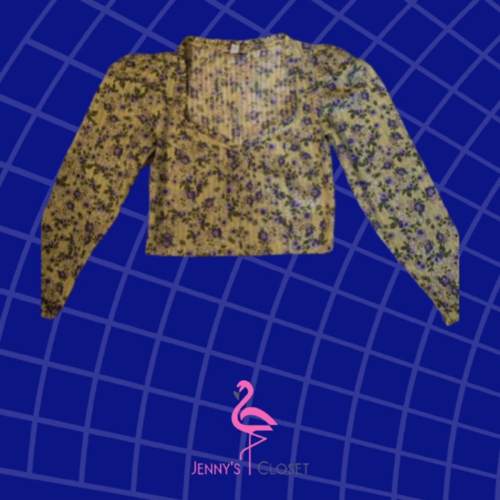 TOPSHOP, Size 6, Yellow Floral Top